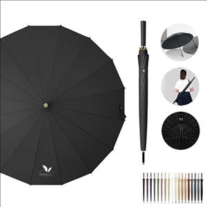 Auto Open 16-Rib Wooden Handle Windproof Umbrella